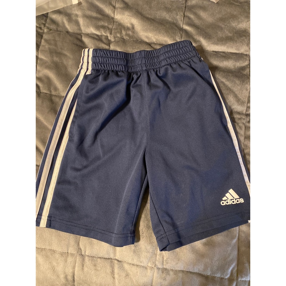 Adidas Kids Navy Blue 3-Stripe Mesh Athletic Shorts Size S 8 Regular Fit 0682